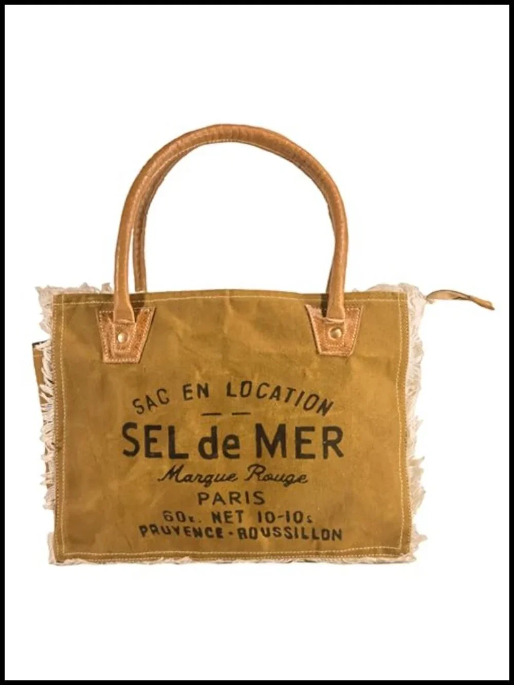 Upcycled Canvas & Cowhide Tote Bag with Zipper Closure